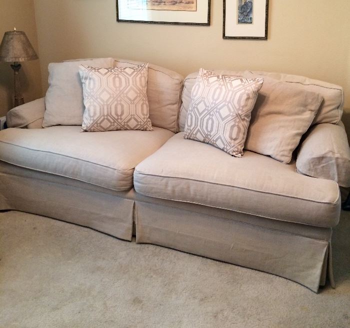 Oatmeal linen sofa by Baker Furniture $700 