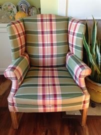 Set of 2  chairs Plaid Upright Chairs