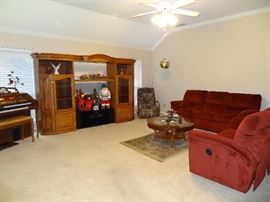 4 Piece Wall Unit with lighted display areas, and adjustable capability for various sizes of TVs...