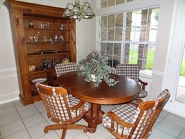 Keller, Red Oak Breakfast/Game Table and 4 Captain Chairs