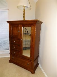 Cherry Wardrobe...Brass Twisted Lamp...