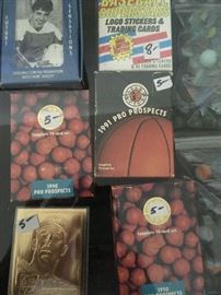 Just some of the collectible trading cards -- basketball, hockey, and baseball sets are available.