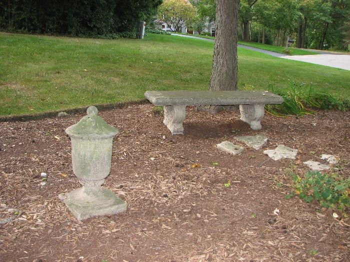 Vintage cement gardent decor - bench and more