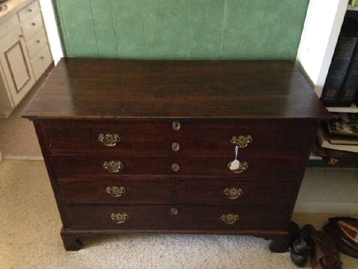 Early Dark Oak Lift Top Chest with 3 Drawers