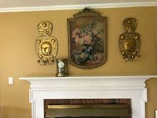 Pair of Antique Dutch Brass Sconces, Antique oil painting and Caldwell Clock