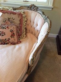 French Chaise with Needlepoint Pillows