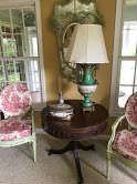 French chairs, Drum Table, and Large Venetian Mirror 