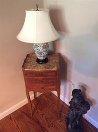 3 Drawer  marble top french table