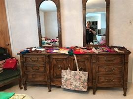 Drexel bedroom set, dresser (shown), 2 night stands, king-size headboard, jewelry chest