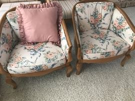 Floral barrel chairs