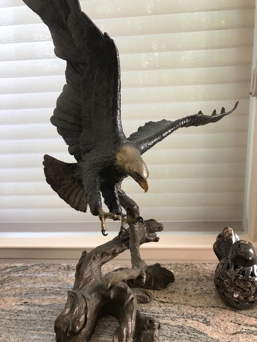 Bronze eagle sculptures by Mark Hopkins, I have another eagle by same artist as well as wolves by Mark Hopkins