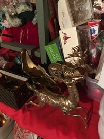 Brass reindeer with sleigh
