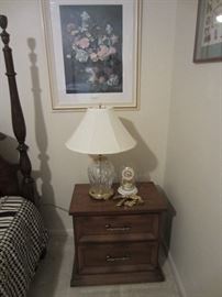 Night stand and Waterford crystal lamp