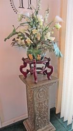 Plant stand and decorative flowers