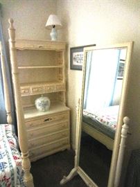 matching tall chest with shelves and cheval mirror
