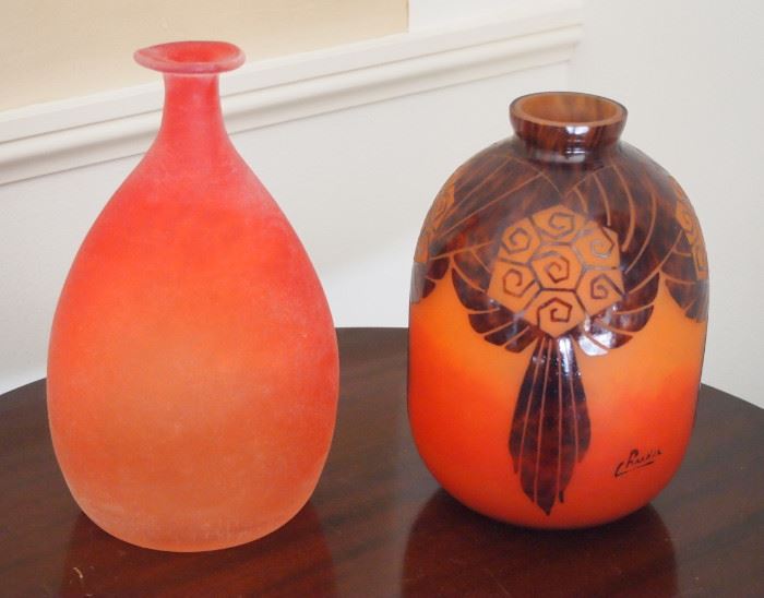 Art Glass, Murano Cenedese Verti vase, Charder Cameo glass vase