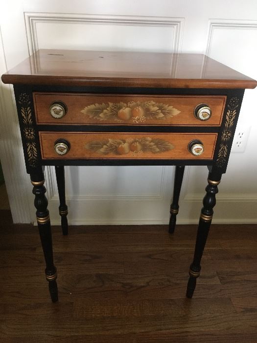 Hitchcock End Table, Black/ Wood tone  $300.00