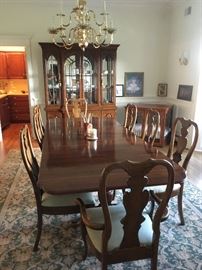 Mahogany Dinning Room Table, 8 Chairs, and China Cabinet. $1200.00