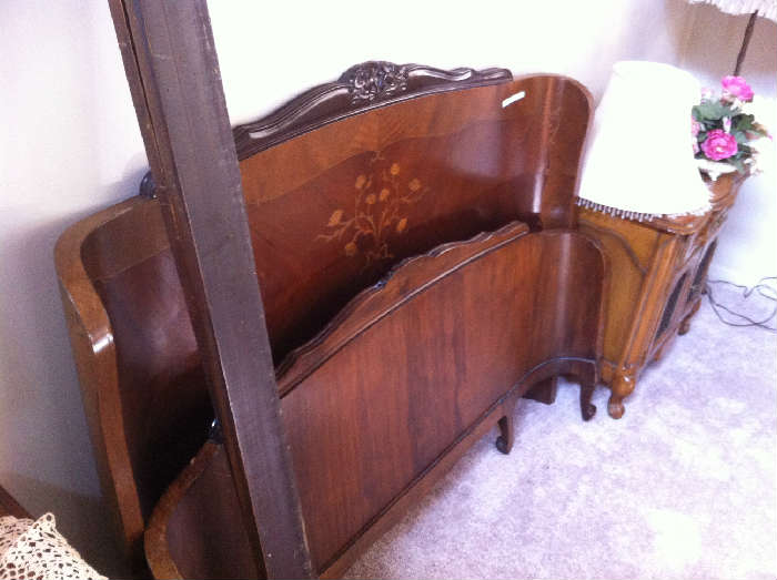 Solid wood antique "slay bed" with beautiful finish. Hand made!