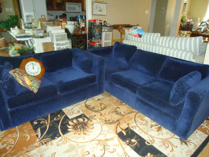 Blue Loveseat and Sleeper Sofa in Great Condition