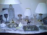 Crystal & Silver Goblets glasses and Lamps