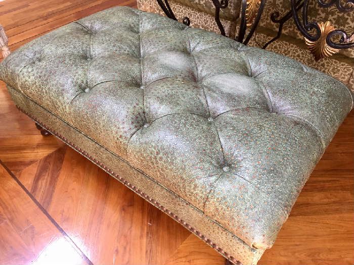 Ostrich Leather Ottoman by Massoud