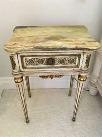 Antique Jade-Topped Side Tables