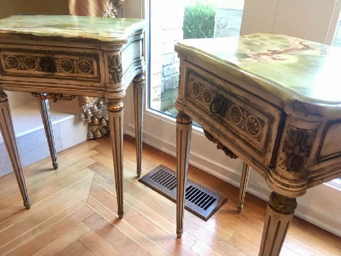 Antique Revival Jade-Topped Nightstands