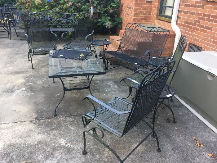 GLIDER-SOLD, Metal patio furniture-side tables, 4 rockers