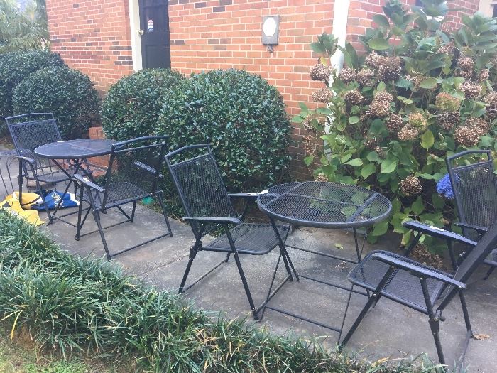 Folding patio tables (2) and chairs (4)