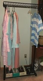 portable clothing rack, robes, boxed shoes, etc.  BEDROOM