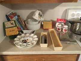 cookbooks, mixing bowls