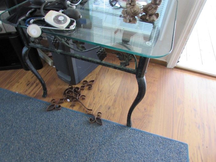 Glass top metal base side table (has matching coffee table)