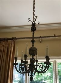antique French bronze & iron light fixture