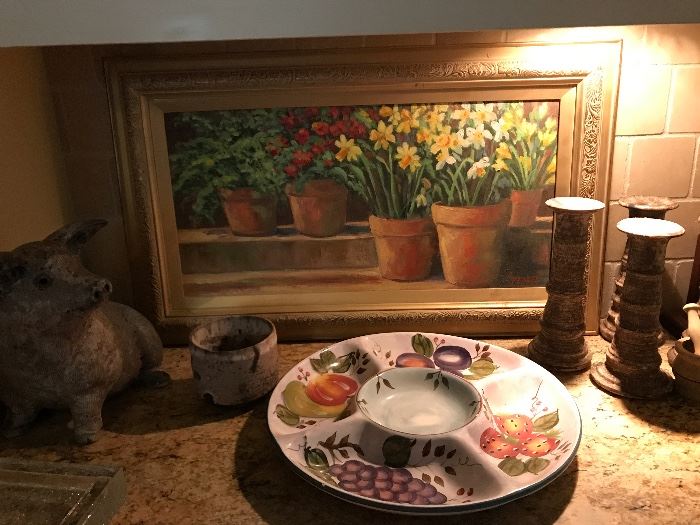 Gail Reaves painting, McCarty pottery