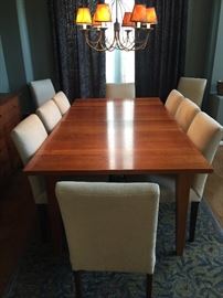 Room & Board dining room set. Table with 2 leaves, 10 chairs