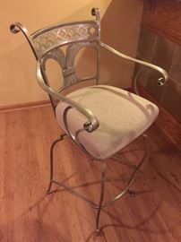 Set of 4 metal and upholstery barstools