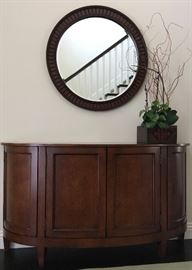 Demi-lune Console (70" Long) and (36") Framed Beveled Mirror by Nancy Corzine