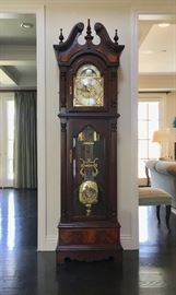Stunning Bulova Tall Case Clock; Works; 3-Way Chimes