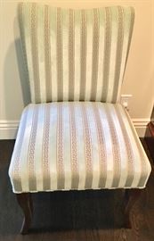 Pair Striped Velvet Slipper Chairs