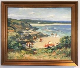Signed R. Eastman, Oil, 20"x24", A Day at the Beach