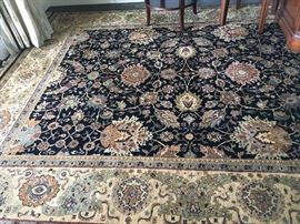 Light Bordered, Dark Field, Wool Area Rug, 10'-0" x 12'-0"