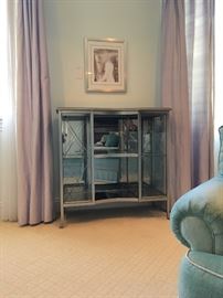 Bronzed metal w/Smoke Mirror and Clear Glass Display cabinet by Robert Allen Furniture