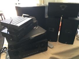 Atlantic Technology 3 Speaker Group, Marantz Receiver, Marantz Blu-Ray DVD Player, not pictured Sony Soundbar with Wireless Sub Woofer (Bluetooth).