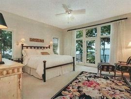 Gun-Metal Iron Bed--manufactured by Brass Beds by Virginia. Custom-made for the client, one of a kind, king-size. French needlepoint rug. 