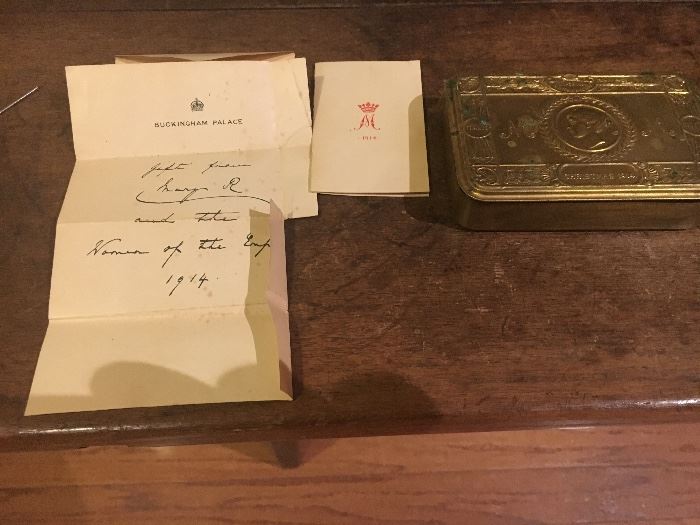 WW1 Princess Margaret's give to the troops, with complete contents. The only one I have ever seen with contents.   http://www.iwm.org.uk/history/first-world-war-princess-mary-gift-box