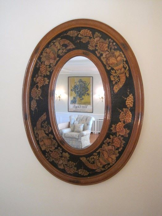 Oval Mirror with Cornucopia  design.