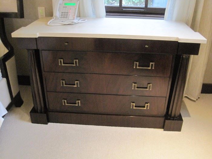 One of two Marble Topped Dressers by Baker.