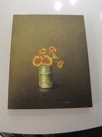James Waterman, Poppies in Glass Vase, 2012, Acrylic on Board, 20" x  16."