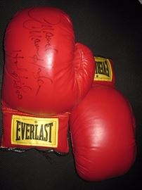 Marvelous Marvin Hagler signed boxing gloves.